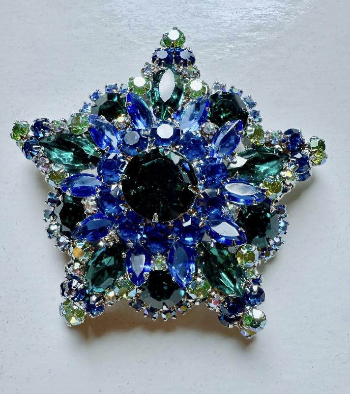 Front view of Multiple Colors Navettes Brooch
