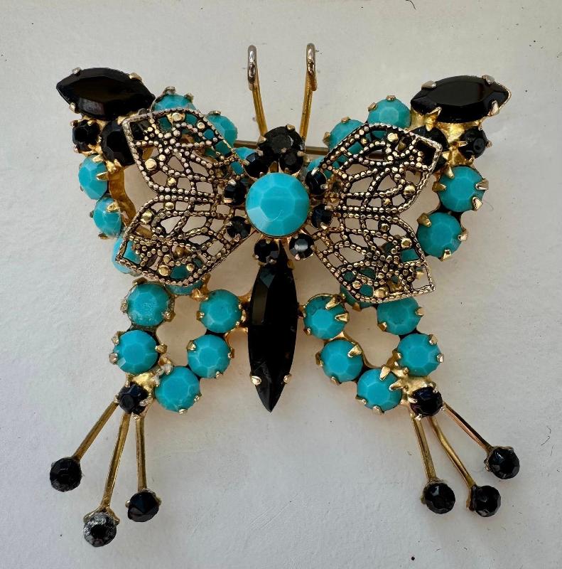 Front view of Multiple Colors Navettes Brooch