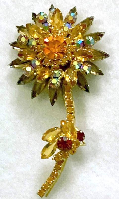 Front view of Topaz Navettes Brooch