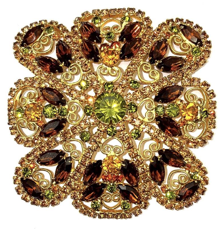 Front view of Fall Navettes Brooch