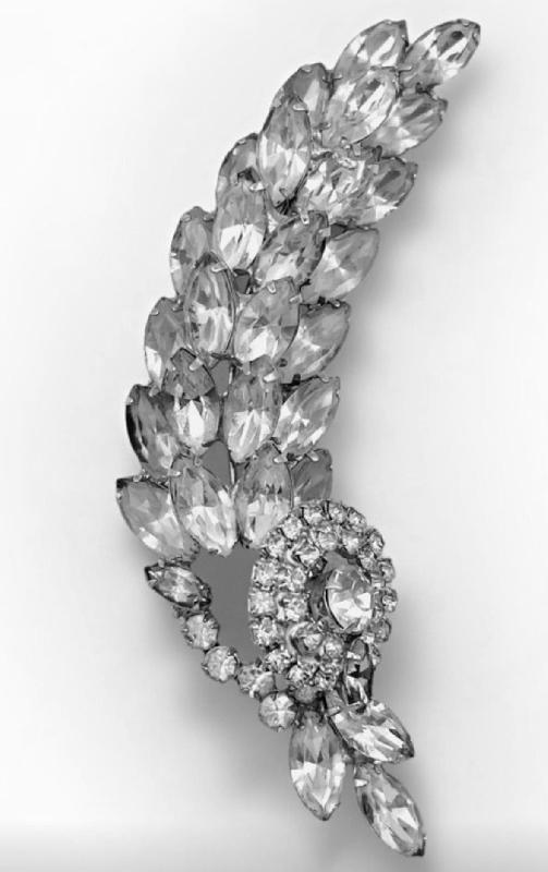 Front view of Clear Navettes Brooch