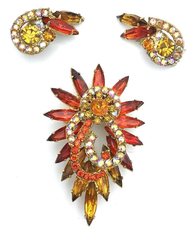 Front view of Fall Navettes Brooch