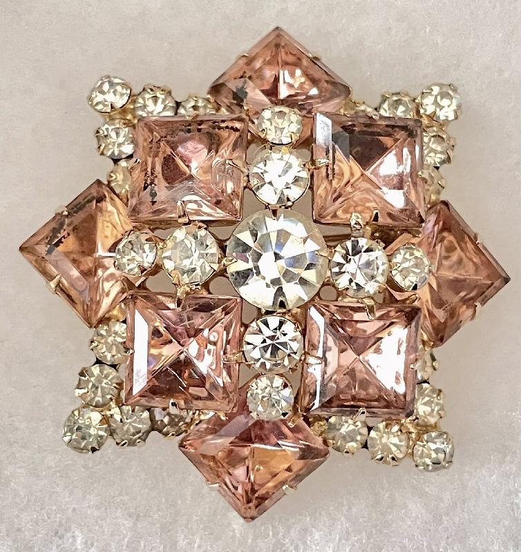 Front view of Pink Square Brooch