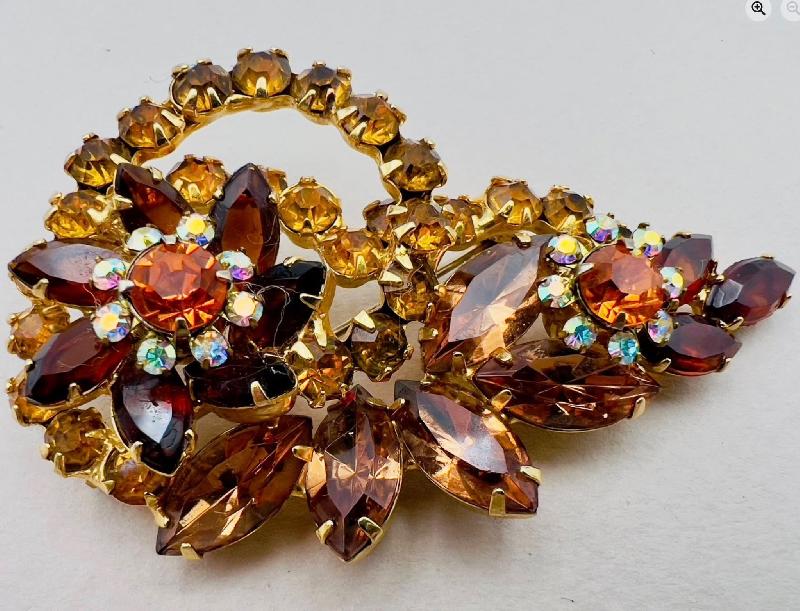 Front view of Topaz Navettes Brooch