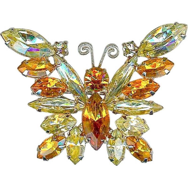 Front view of Yellow Navettes Brooch