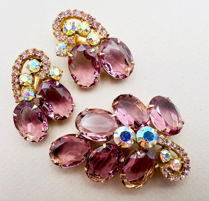 Front view of Pink Oval Earrings Clip