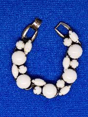 White (chalk Or Milk) Cabochons Bracelet 5 Link