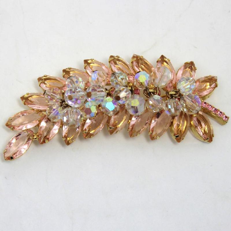 Front view of Pink Navettes Brooch