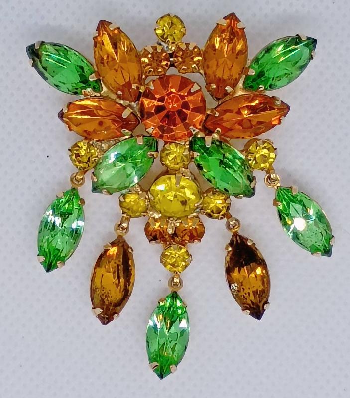 Front view of Fall Navettes Brooch