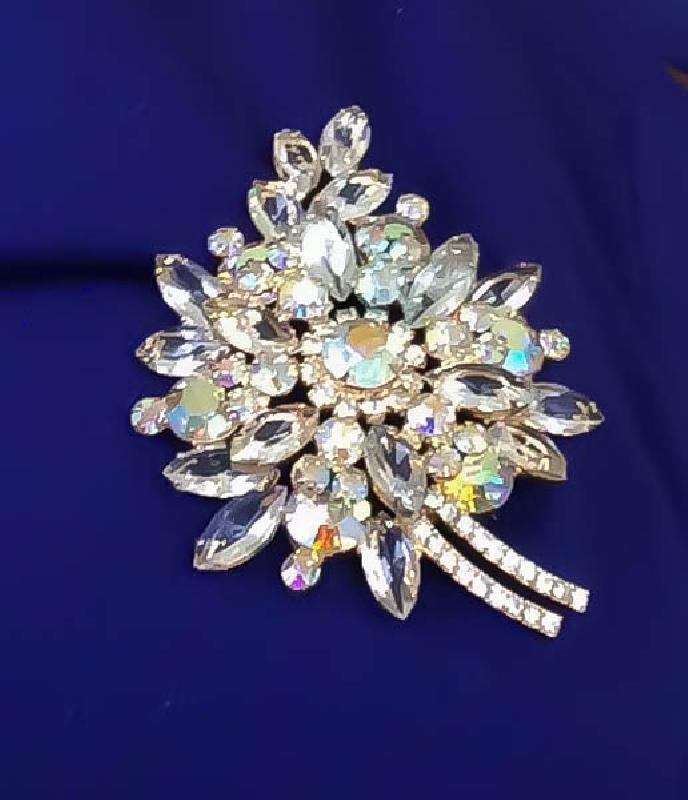 Front view of Clear Navettes Brooch