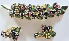 Green Navettes Spotted Brooch