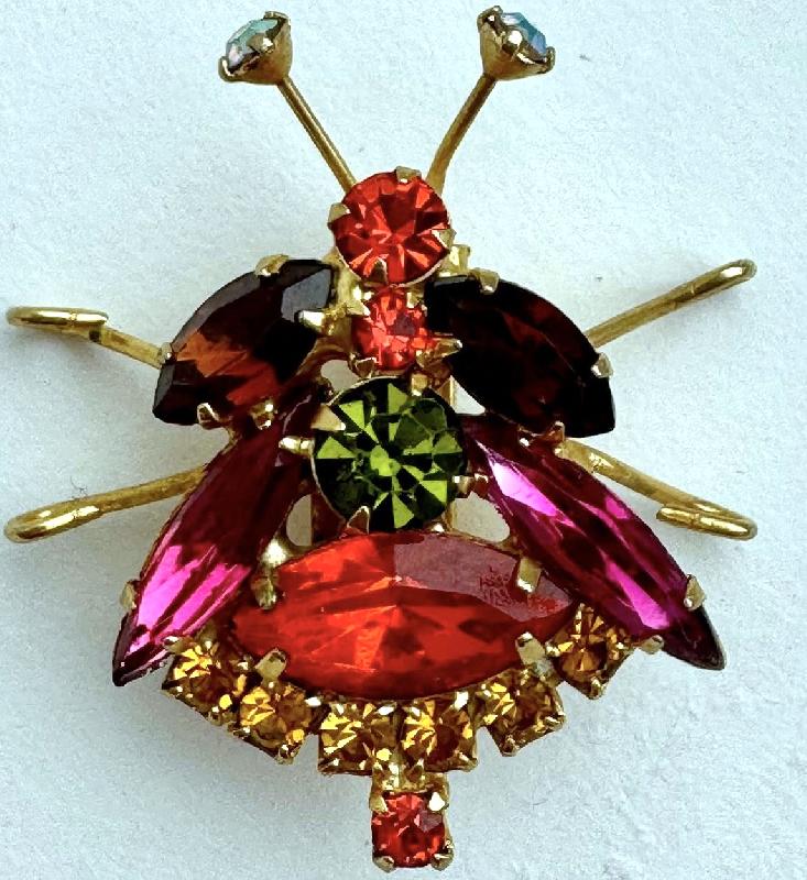 Front view of Multiple Colors Navettes Brooch