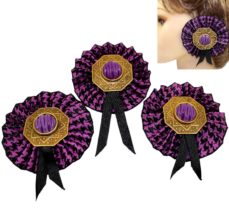 Front view of Purple (cardinal) Cabochons Molded/Cut Earrings Clip
