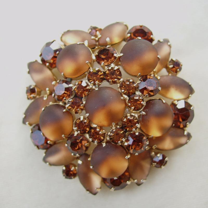 Front view of Topaz Navettes Frosted Brooch