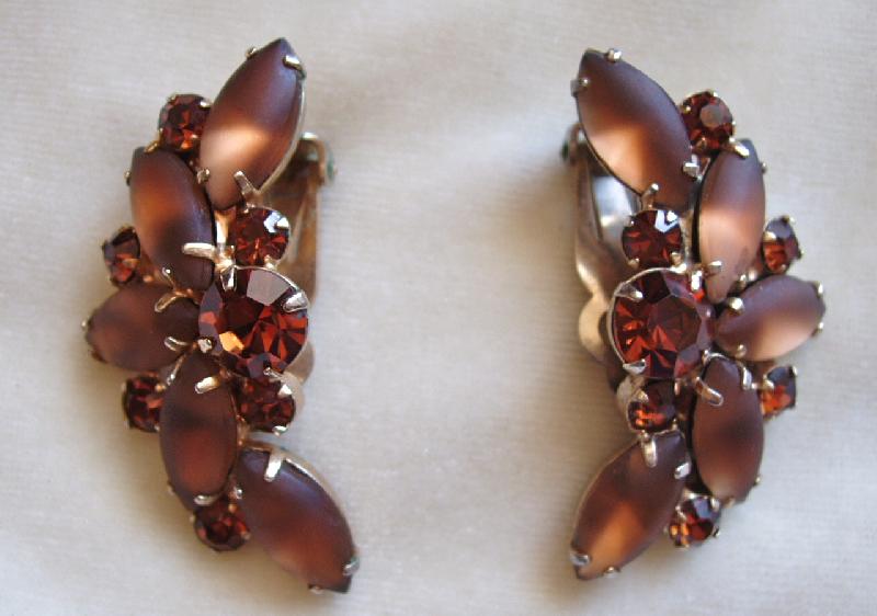 Front view of Topaz Navettes Frosted Earrings Clip