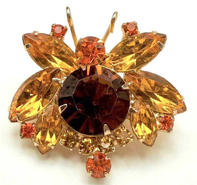 Front view of Topaz Navettes Brooch