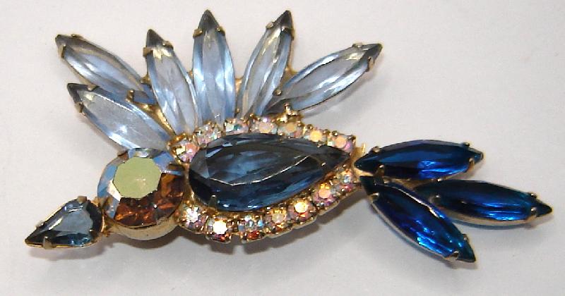 Front view of Blue Pear Brooch