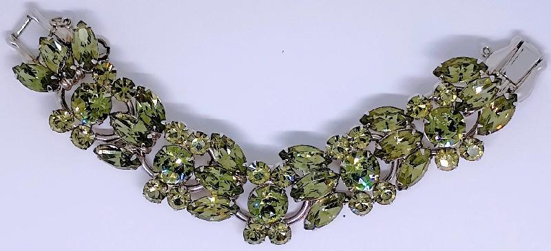 Front view of Green Navettes Bracelet 5 Link