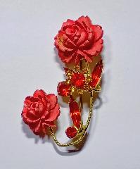 Red Navettes Molded/Cut Brooch