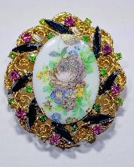 Multiple Colors Cabochons Painted (hand/Transfer) Brooch
