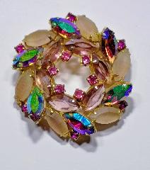 Multiple Colors Navettes Striped Brooch