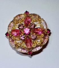 Pink Navettes Striped Brooch