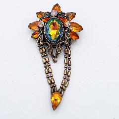 Topaz Oval Multi-Color/Shaded Brooch