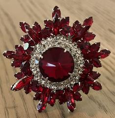 Red Navettes Rivoli/Margarita Brooch