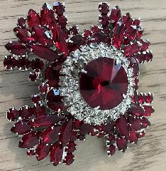 Red Navettes Rivoli/Margarita Brooch