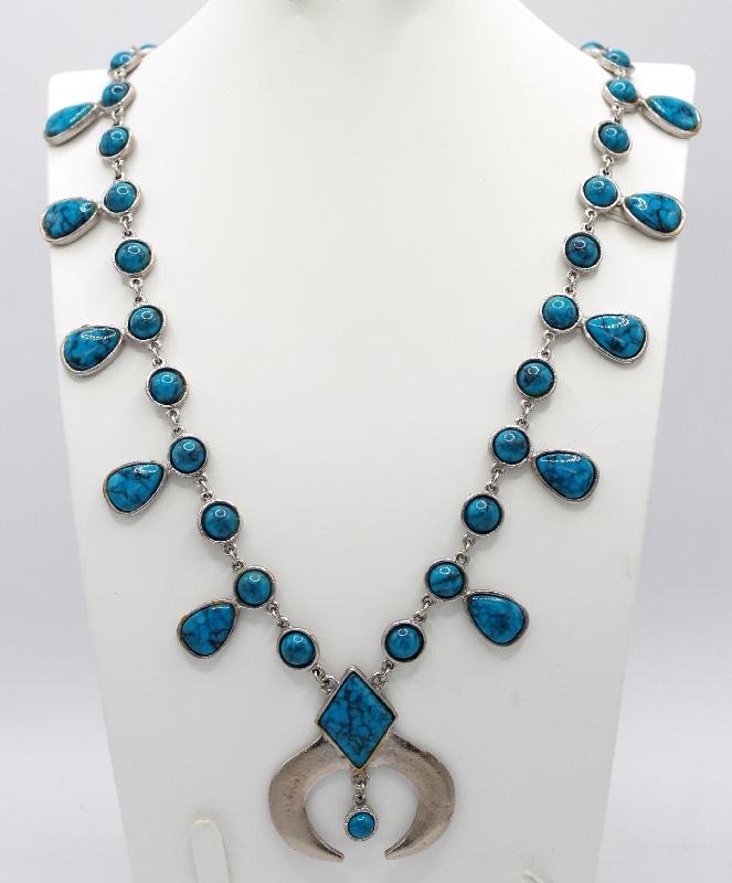 Front view of Turquoise Diamond Plastic Necklace