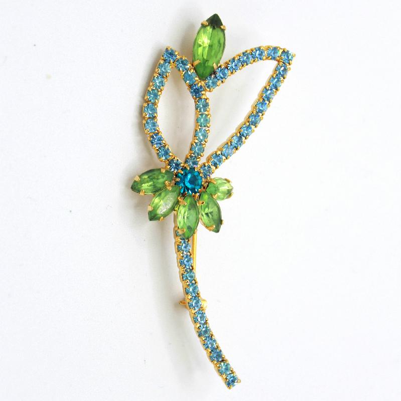 Front view of Blue Navettes Brooch