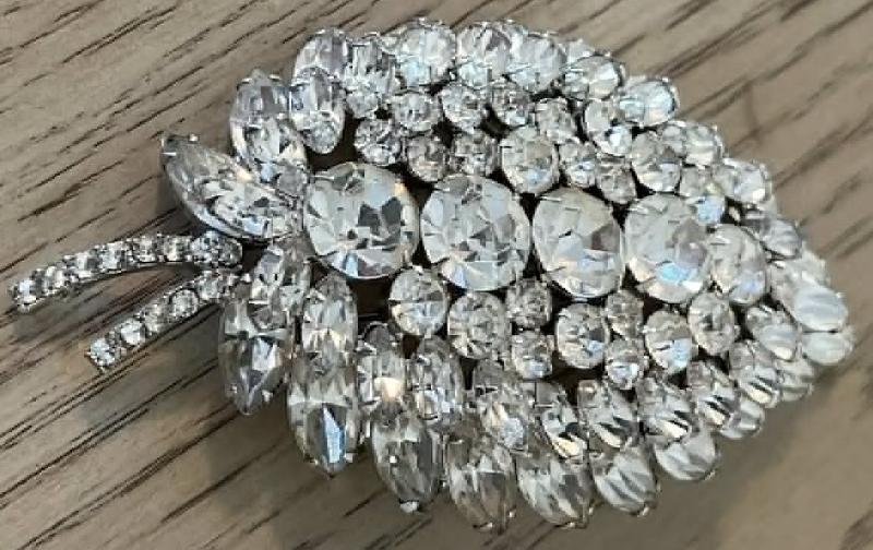 Front view of Clear Navettes Brooch