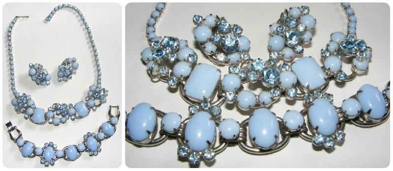 Front view of Blue Cabochons Earrings Clip