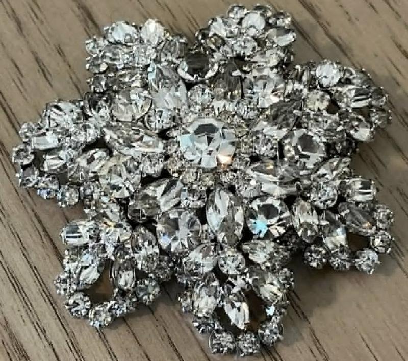 Front view of Clear Navettes Brooch