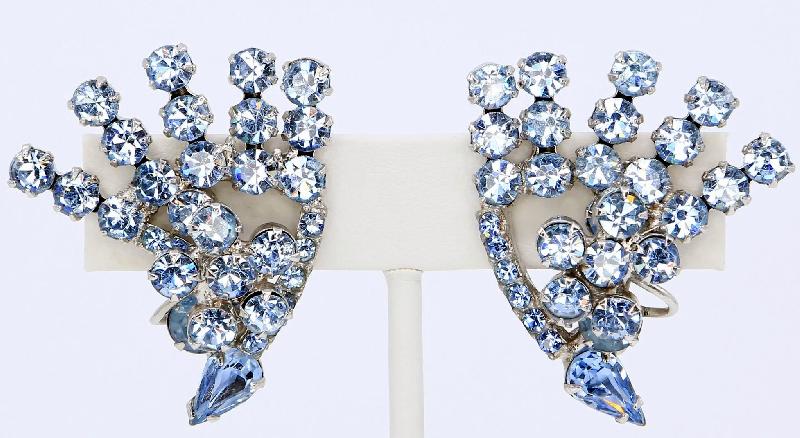 Front view of Blue Pear Earrings Clip