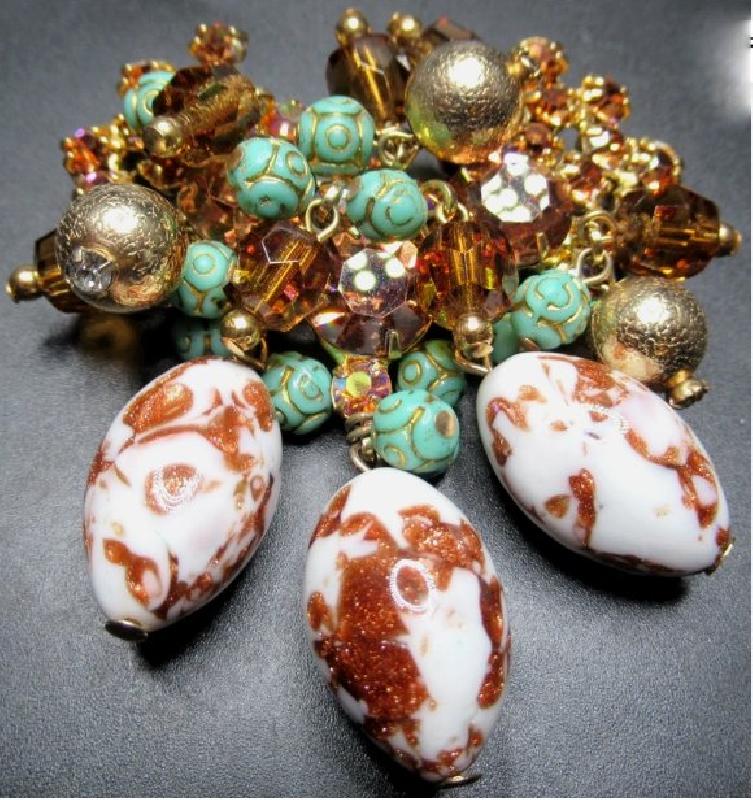 Front view of Multiple Colors Chatons Only Spotted Brooch