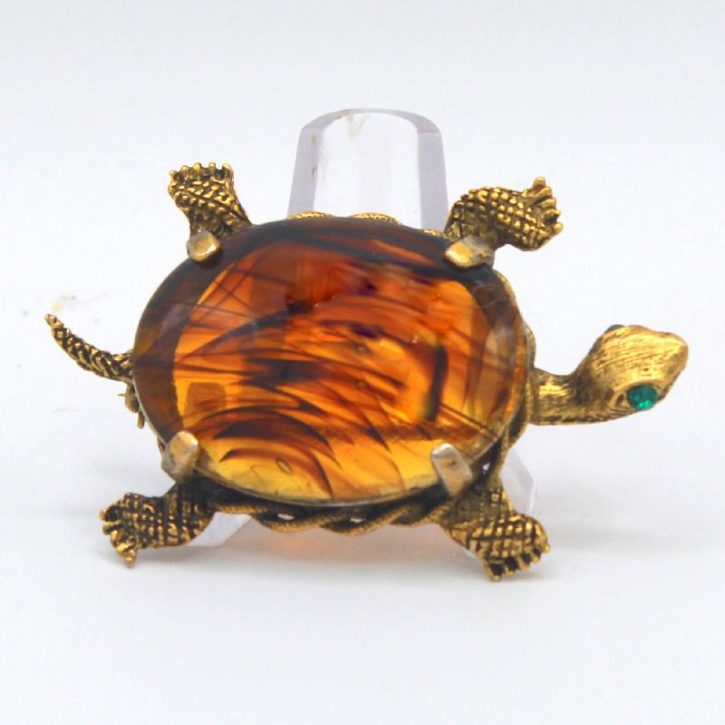 Front view of Topaz Cabochons Plastic Brooch
