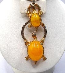 Yellow Cabochons Plastic Pendant