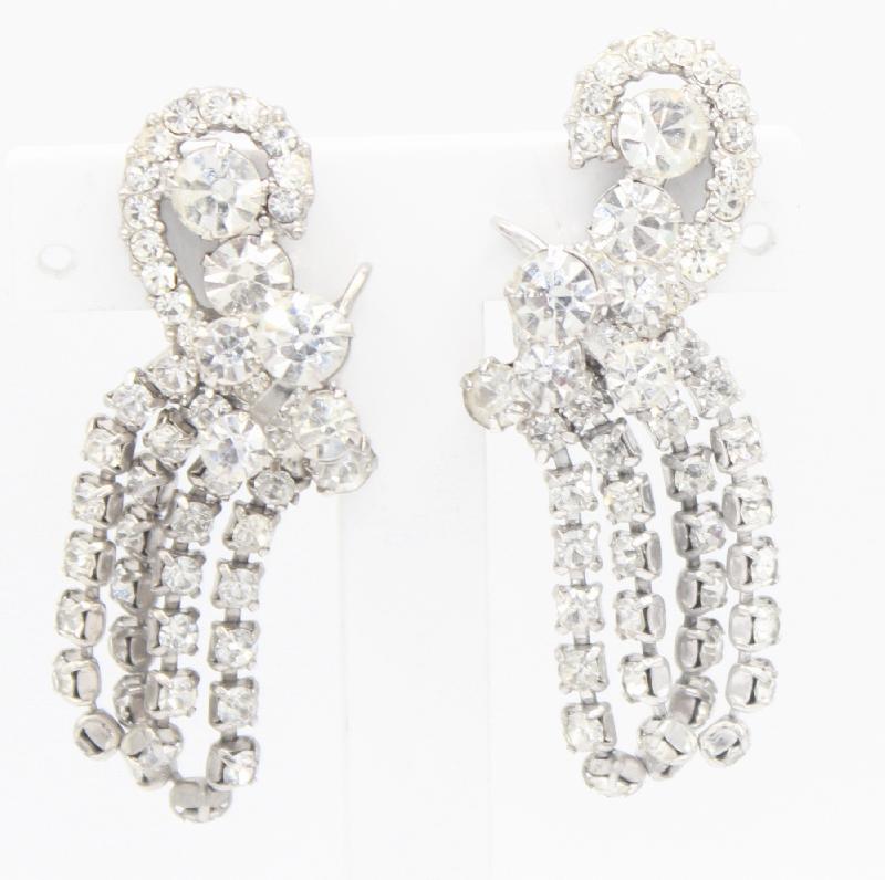 Front view of Clear Chatons Only Earrings Clip