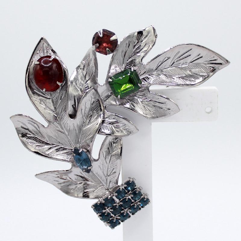 Front view of Multiple Colors Emerald Cut Brooch