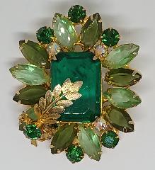 Green Emerald Cut Brooch