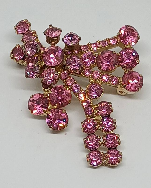 Front view of Pink Chatons Only Brooch