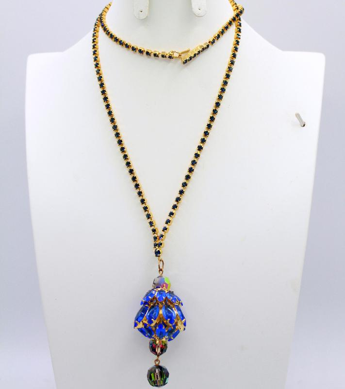 Front view of Blue Navettes Necklace
