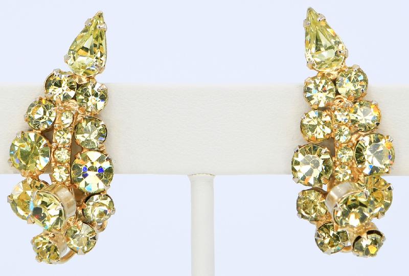 Front view of Yellow Pear Earrings Clip