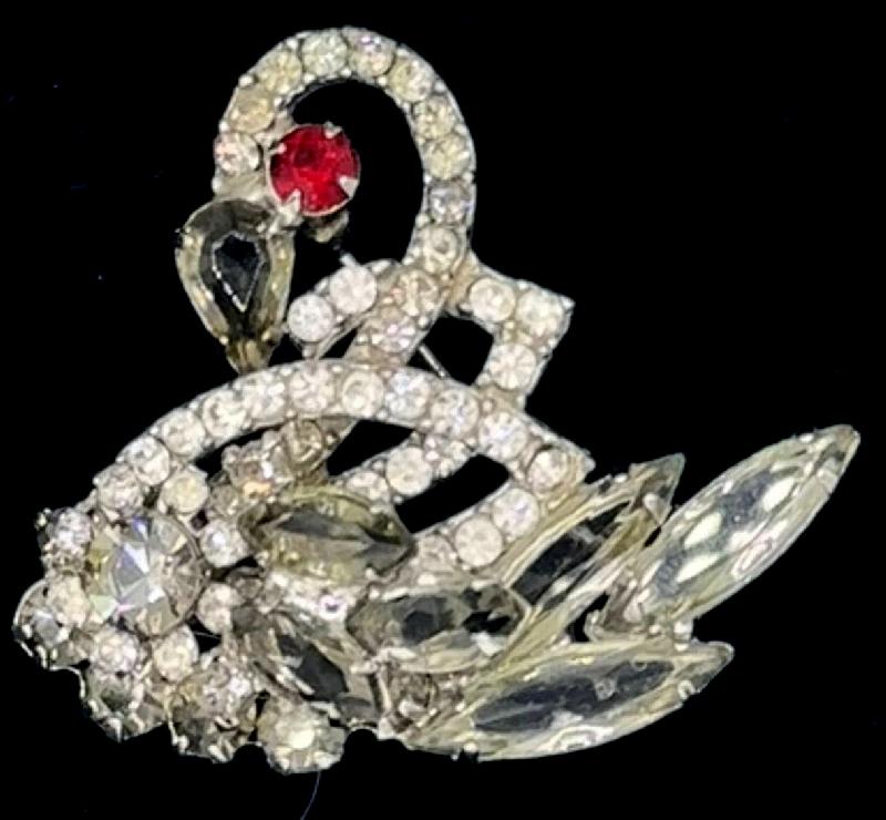 Front view of Gray (black Diamond) Pear Brooch