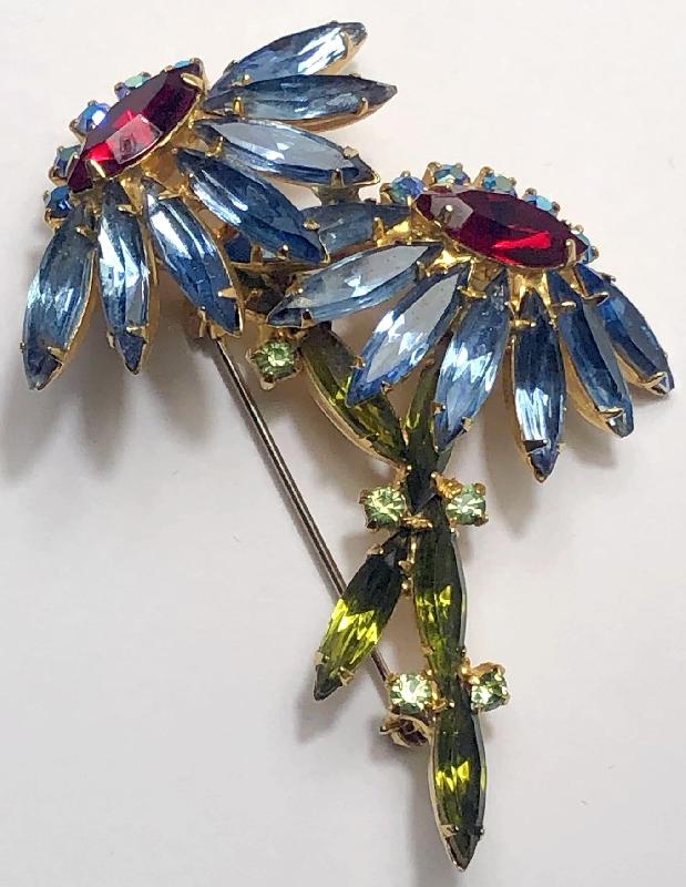 Front view of Multiple Colors Navettes Brooch