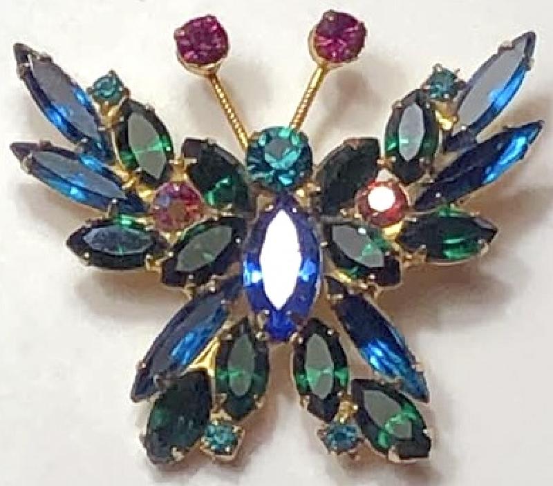 Front view of Multiple Colors Navettes Brooch