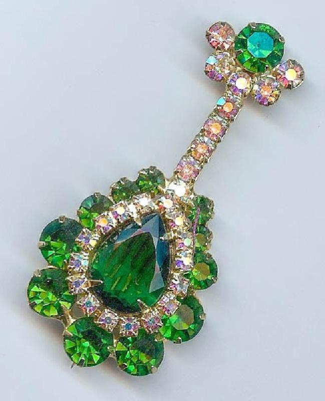 Front view of Green Pear Brooch