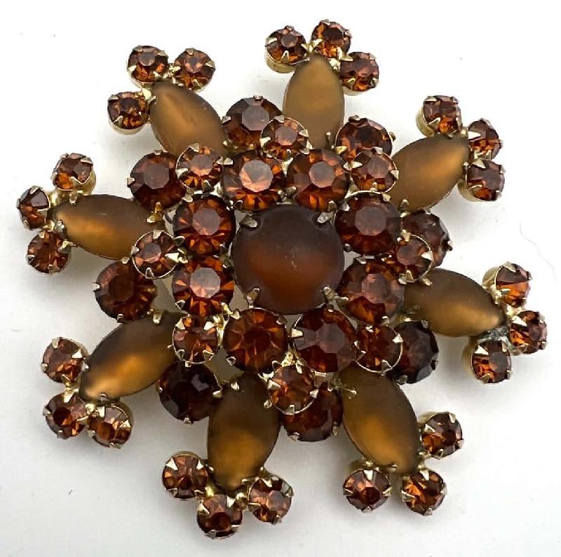 Front view of Topaz Cabochons Frosted Brooch