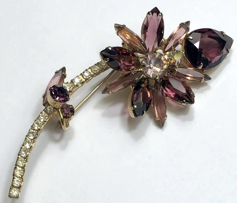 Front view of Purple (cardinal) Pear Brooch